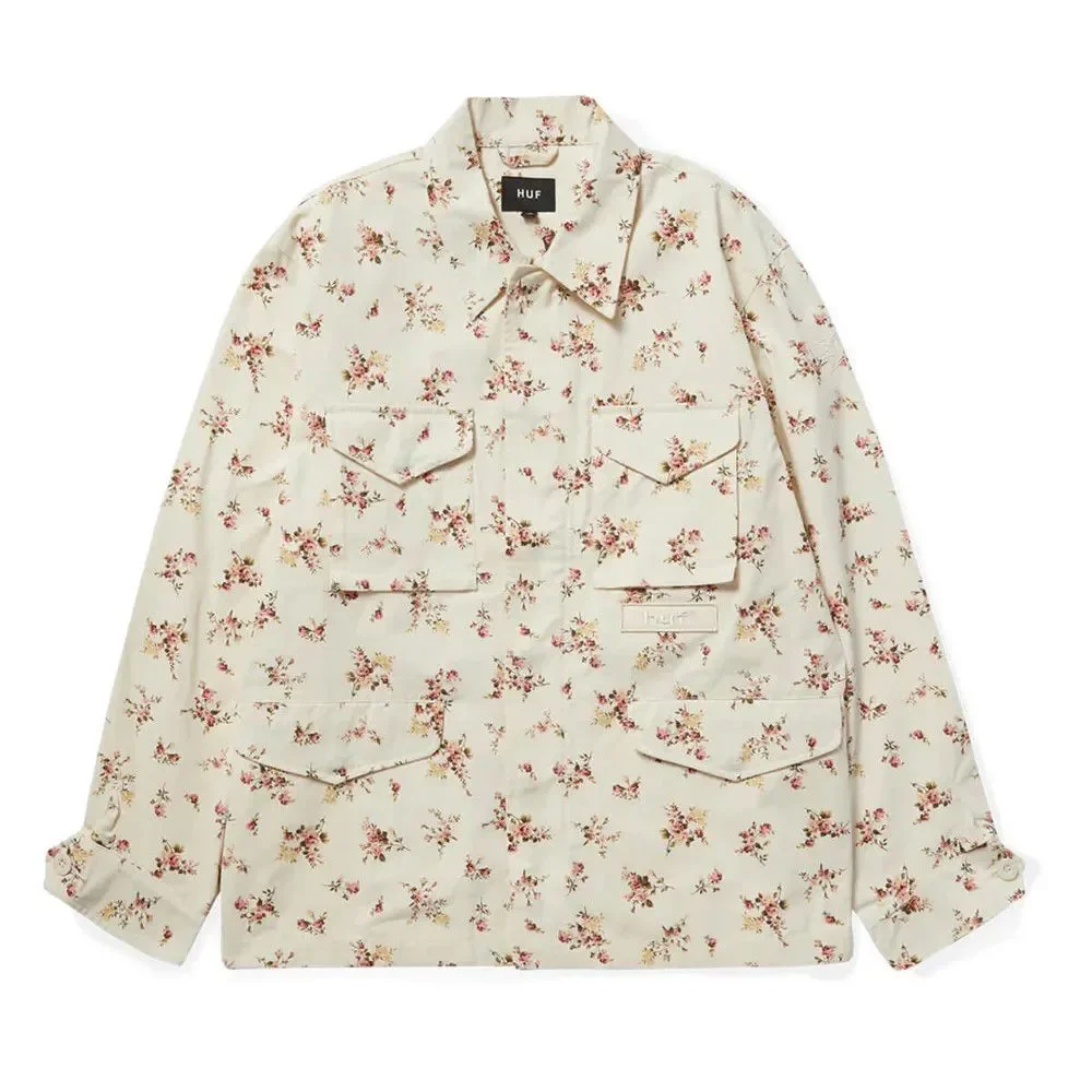 HUF Field Floral Button-Down Jacket – Cream | New with Tags | Size M